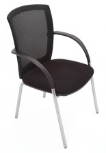 WMVBK 4 Leg Boardroom Chair. Arms. Black Mesh. Black Fabric Seat Only